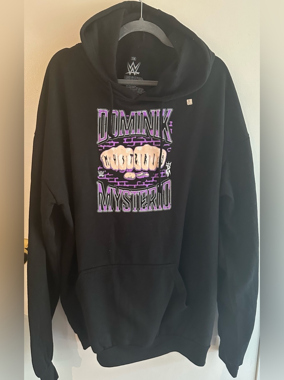 WWE Black Dominik Mysterio Hoodie with Purple & Cream Graphic